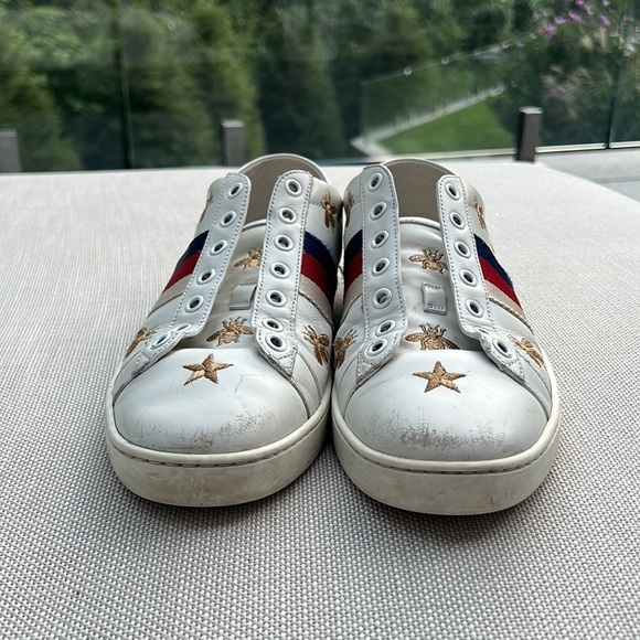 Gucci White Ace Bee and Star Sneaker - Picture 5 of 5